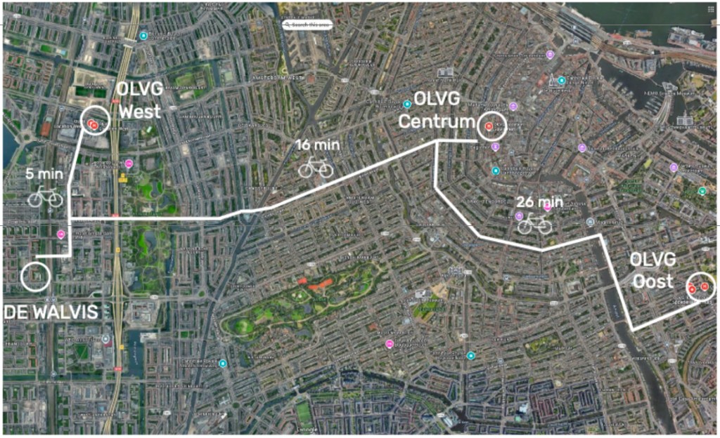 Locatie ten opzichte van OLVG