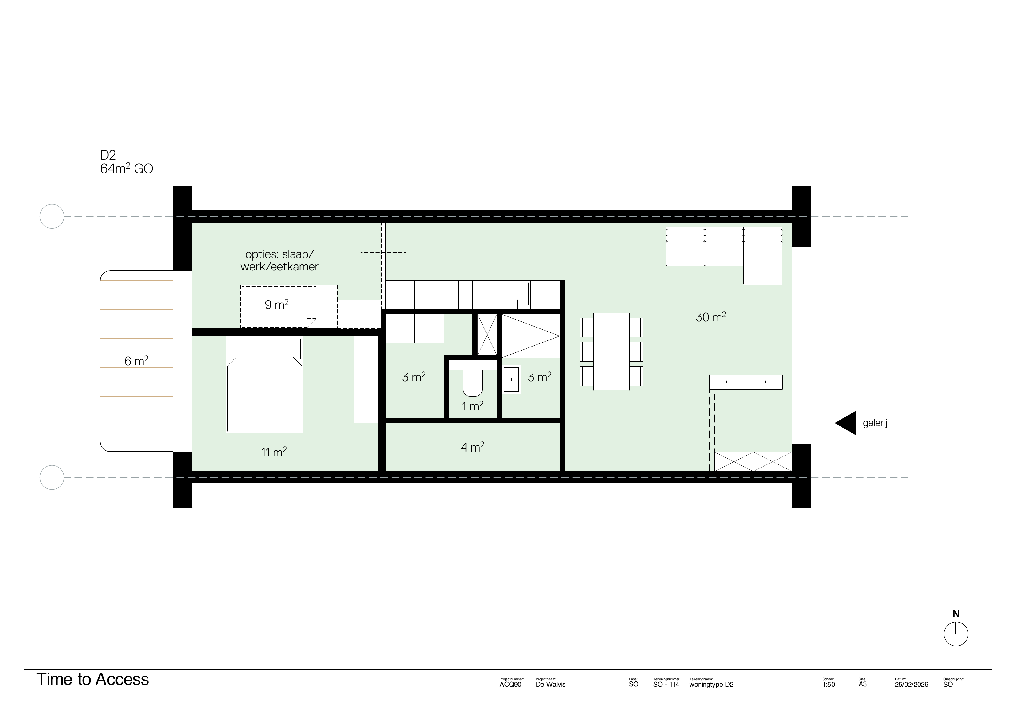 Plattegrond Type D — Standaard 64 m²