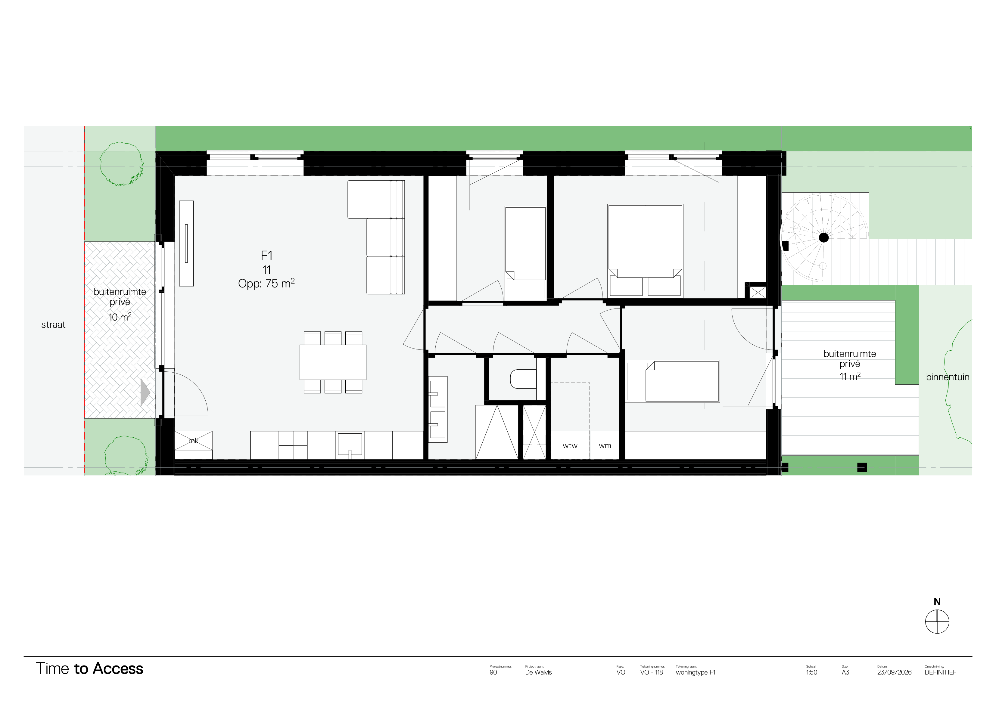 Plattegrond Type F1 — Gezin 75 m²